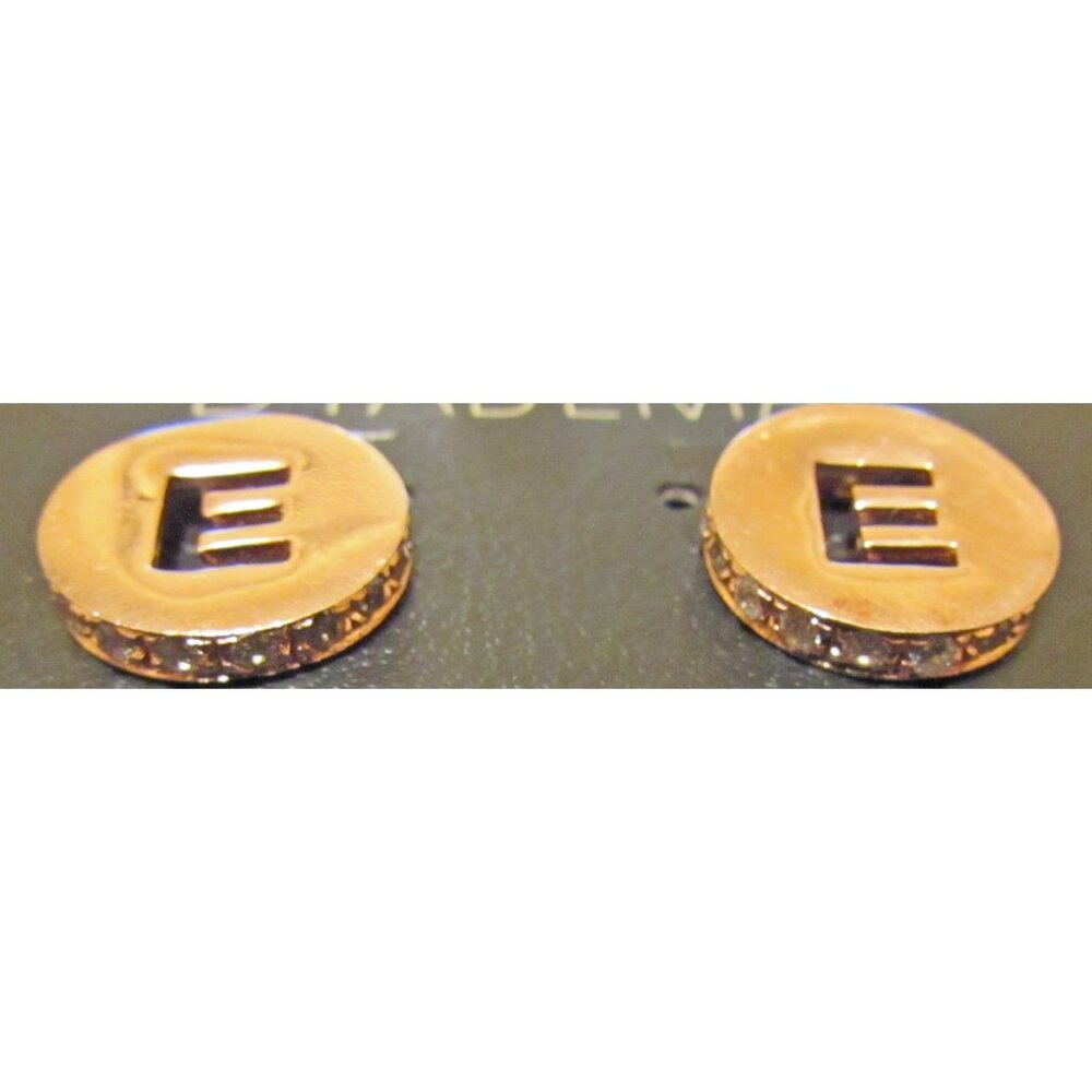 Dyadema Rose Gold Sterling Silver Stud Earrings Crystals  E Initial Monogram